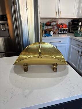 Vintage Hollywood Regency Brass Fireplace Log Holder with Lion Claw Feet